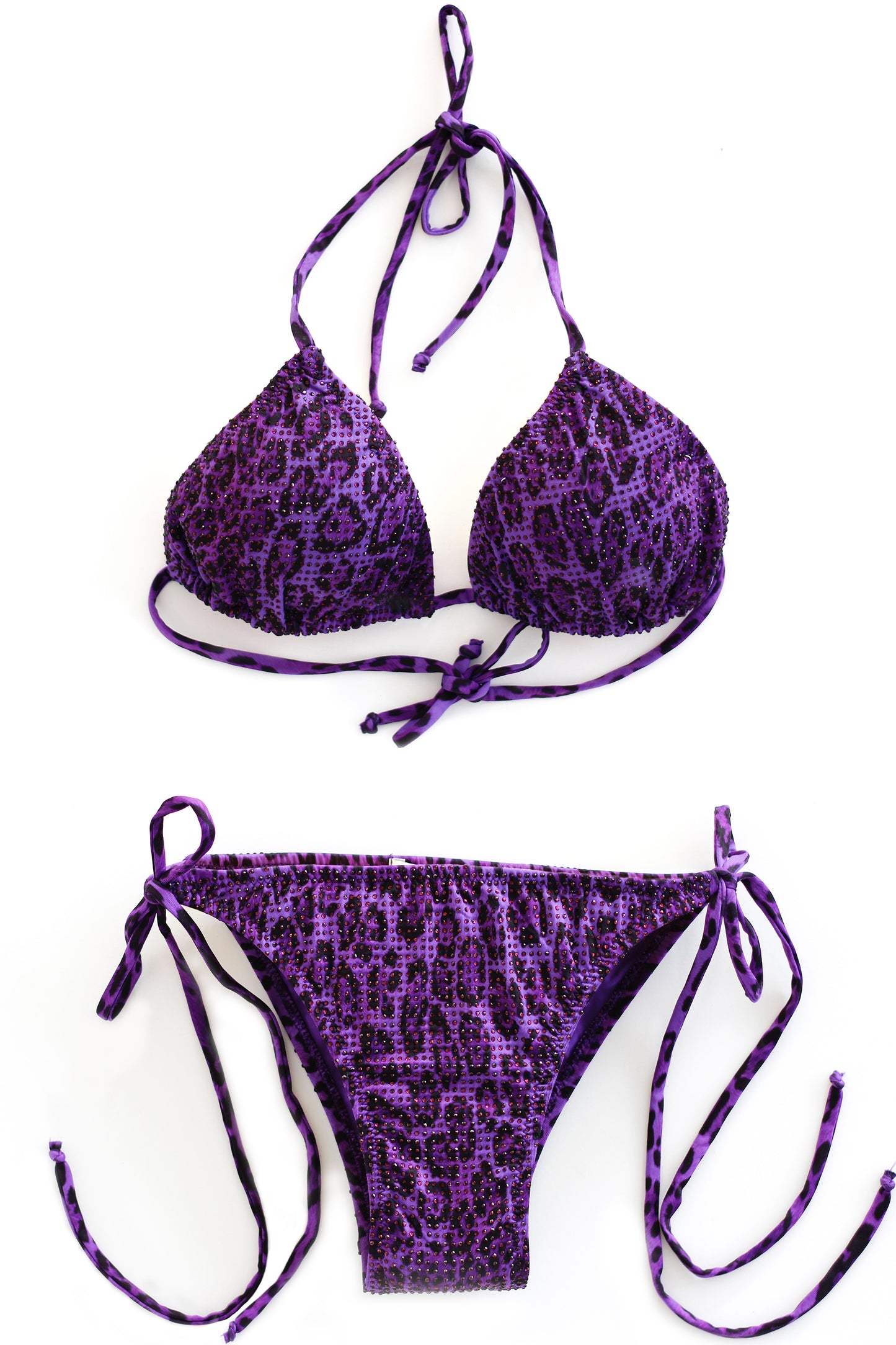 Leopard purple crystal bikini
