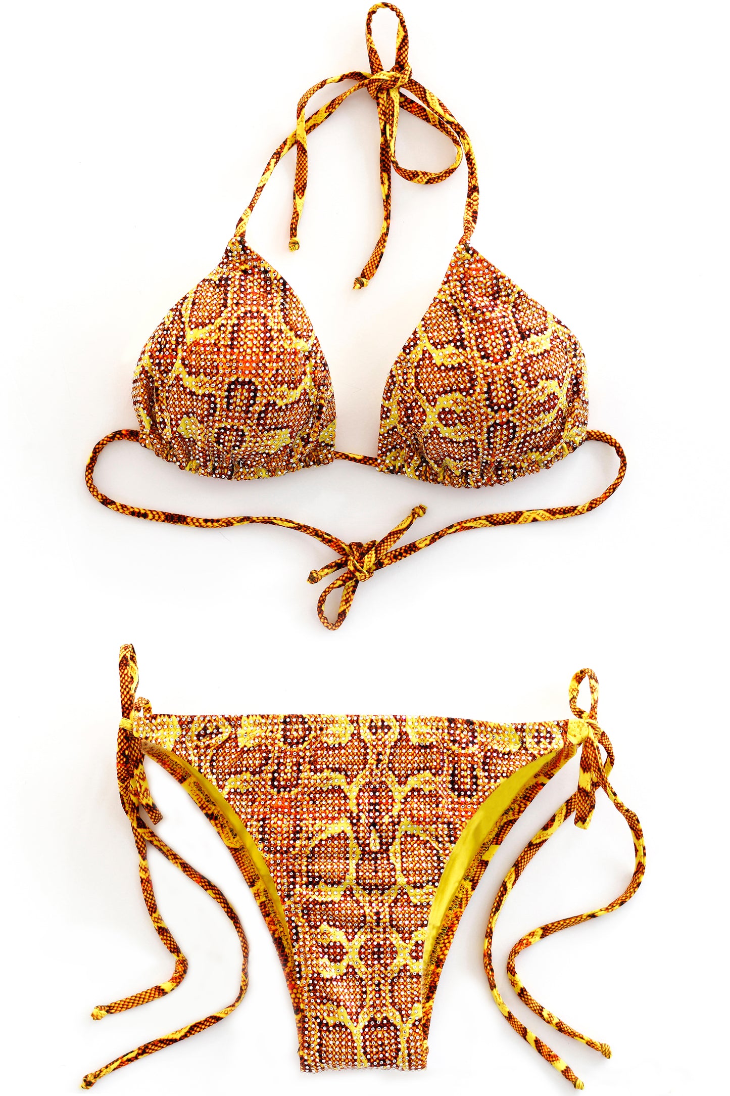 Orange python crystal bikini