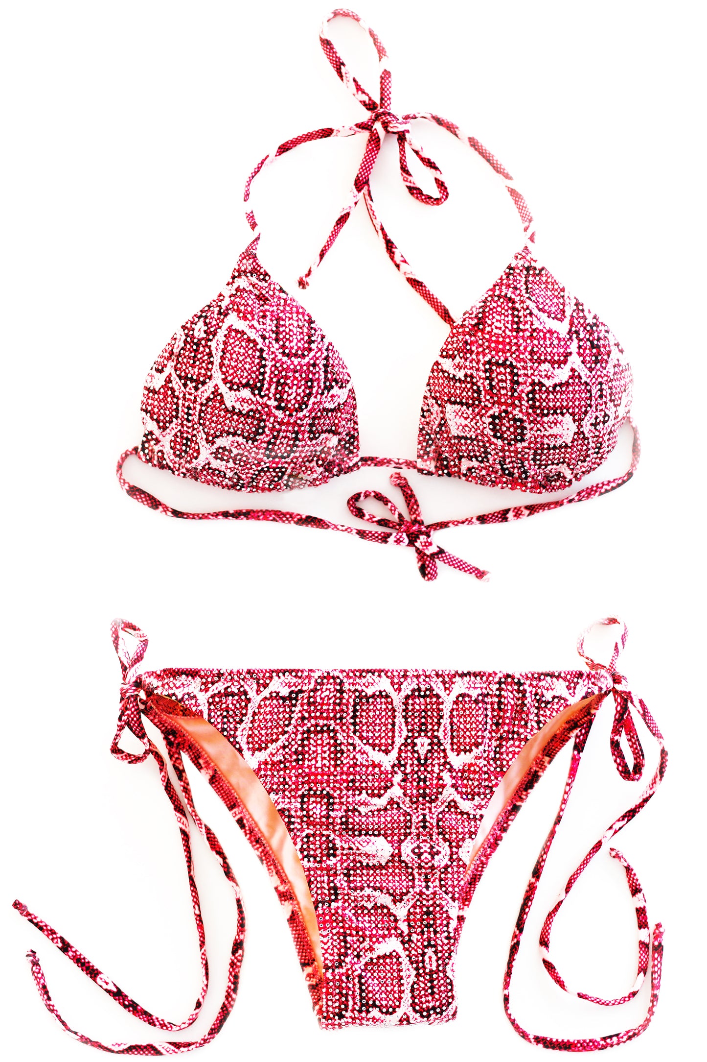 Pink python crystal bikini