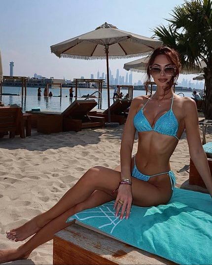 Turquoise crystal bikini