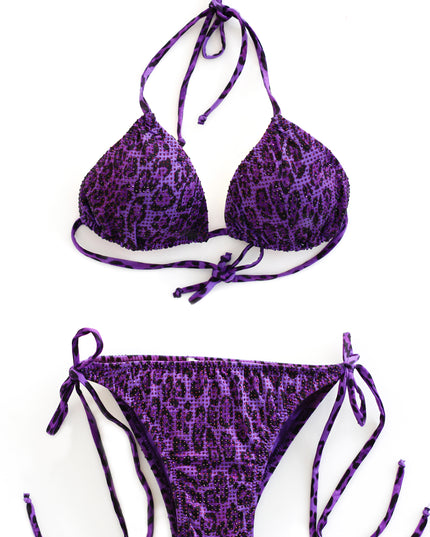 Leopard purple crystal  bikini