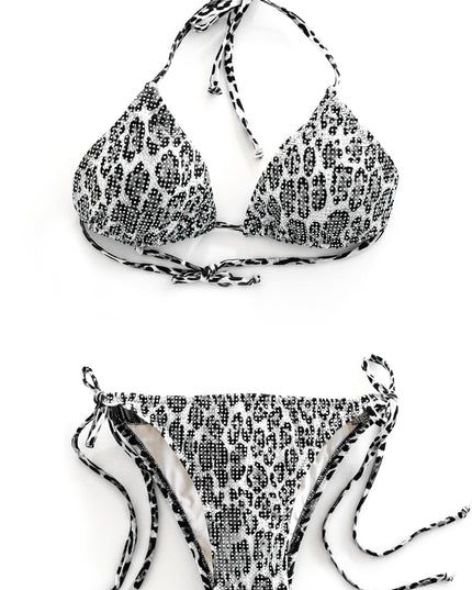 Silver leopard crystal  bikini
