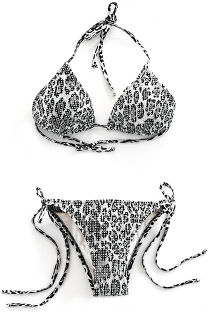 Silver leopard crystal  bikini